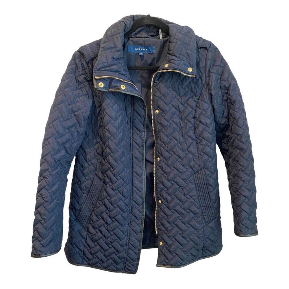 Cole Haan Navy Blue Quilted Zip Jacket Size S/P NWOT